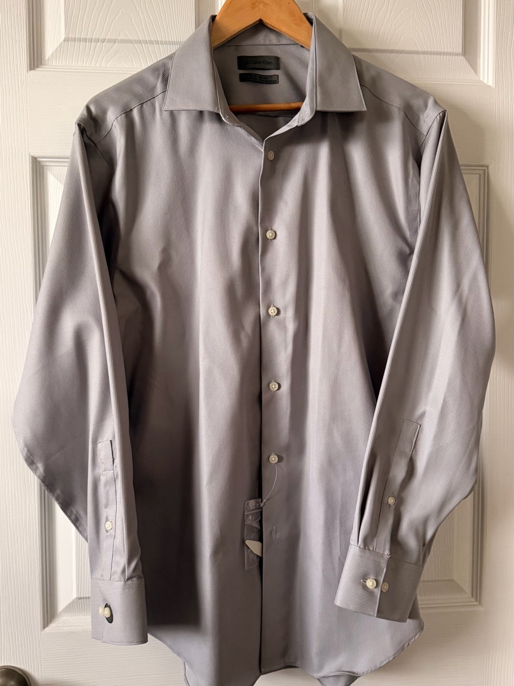 Calvin Klein Men's Gray Button-Front Dress Shirt 16 1/2